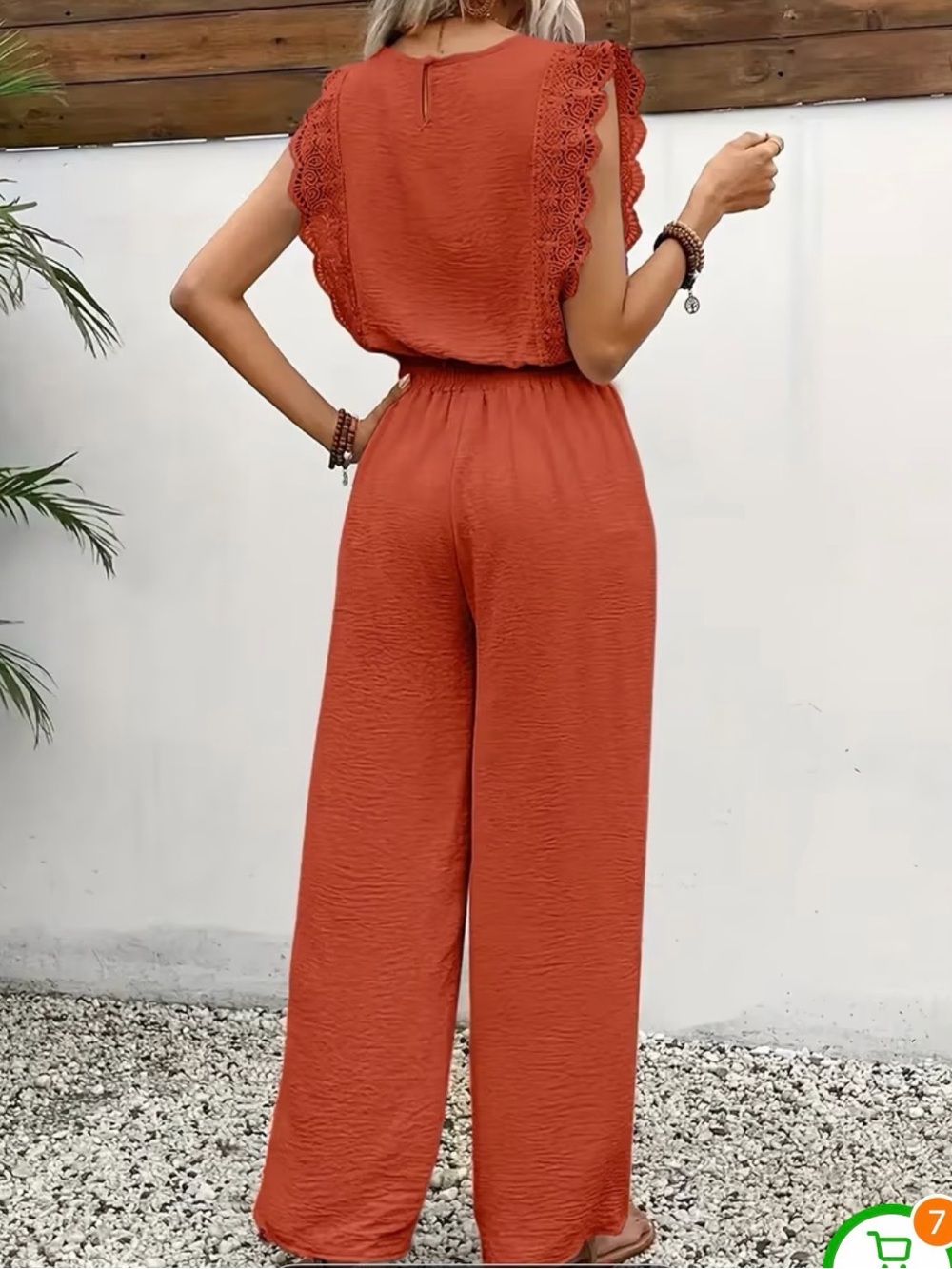 Women's Rust Wide-Leg Drawstring Pants - Picture 3 of 4